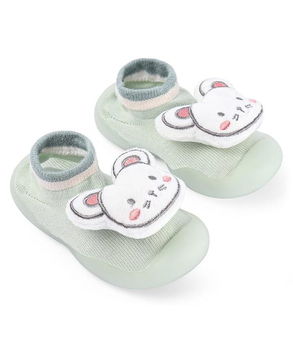 Cute Walk by Babyhug Lion Applique Slip On Sock Shoes - Yellow