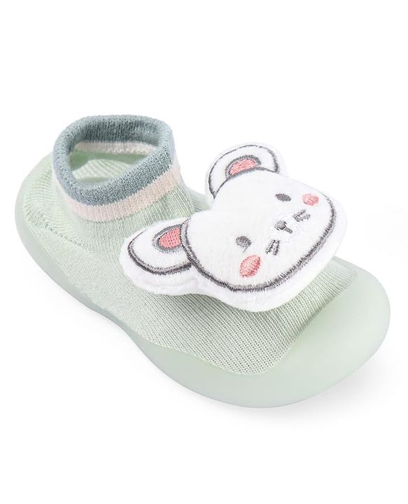 Cute Walk by Babyhug Lion Applique Slip On Sock Shoes - Yellow