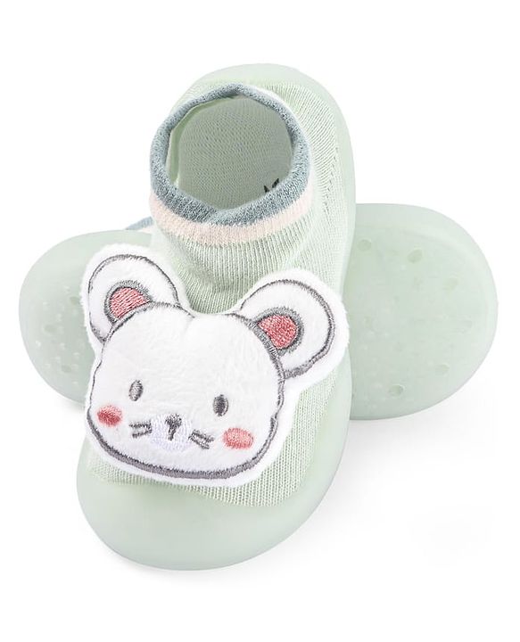 Cute Walk by Babyhug Lion Applique Slip On Sock Shoes - Yellow