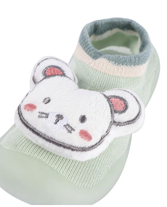 Cute Walk by Babyhug Lion Applique Slip On Sock Shoes - Yellow
