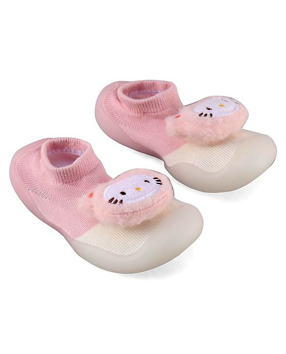 Cute Walk by Babyhug Socks shoes with Cat Applique - Pink