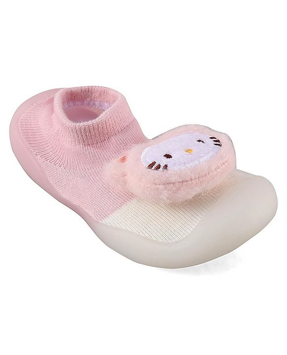 Cute Walk by Babyhug Socks shoes with Cat Applique - Pink