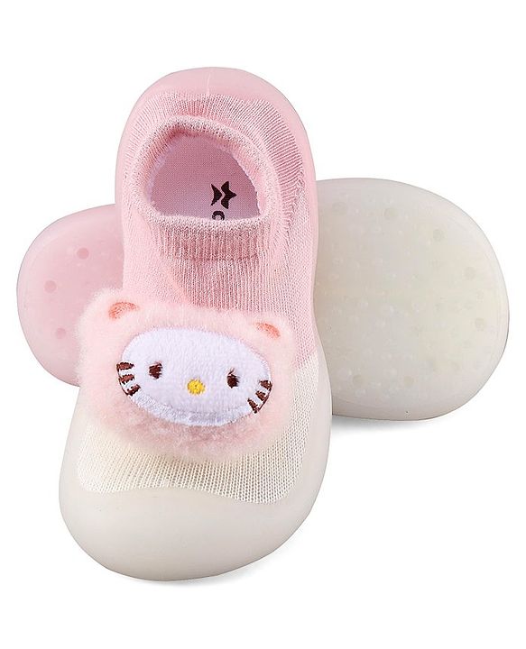 Cute Walk by Babyhug Socks shoes with Cat Applique - Pink