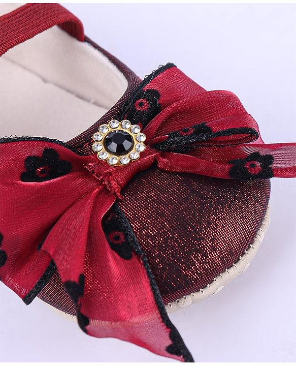 Cute Walk by Babyhug Ribbon Bow Applique Slip On Ballerina Booties - Red