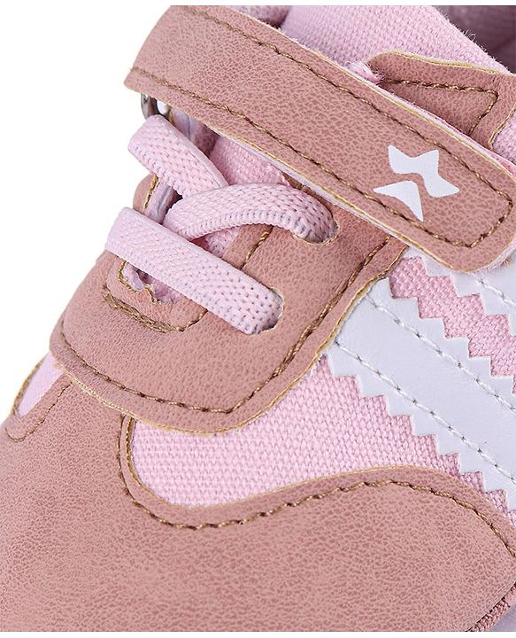 Cute Walk by Babyhug Striped Detailing Velcro Closure Booties - Pink