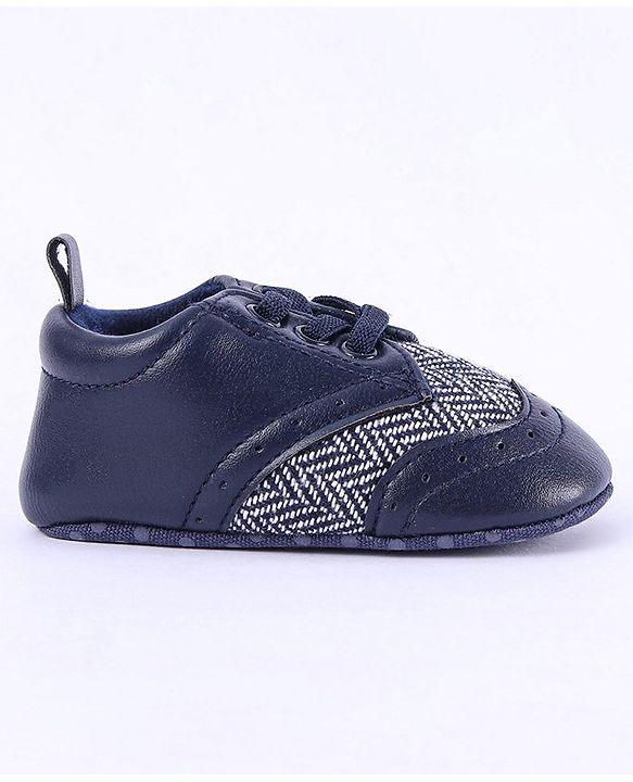 Cute Walk by Babyhug Chevron & Lace Detailing Slip On Booties - Black