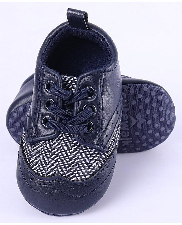 Cute Walk by Babyhug Chevron & Lace Detailing Slip On Booties - Black