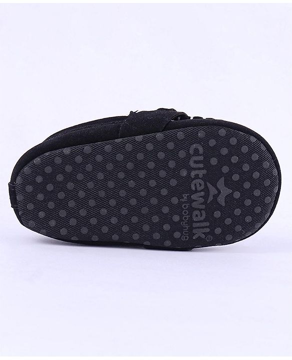 Cute Walk by Babyhug Slip On Loafer Booties - Black