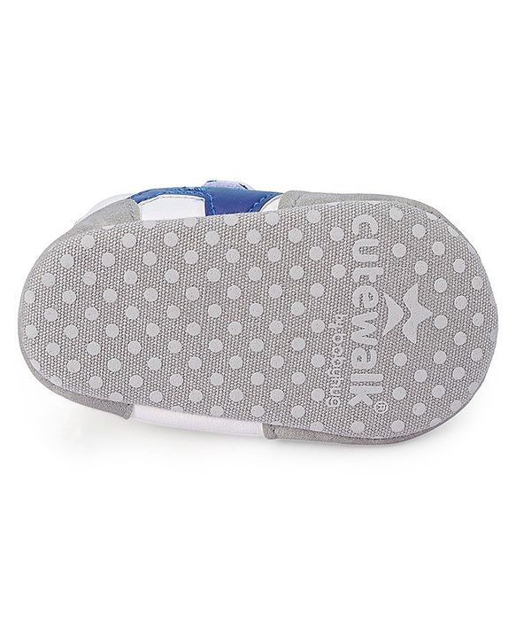 Cute Walk by Babyhug Booties with Velcro Closure - Blue & Grey