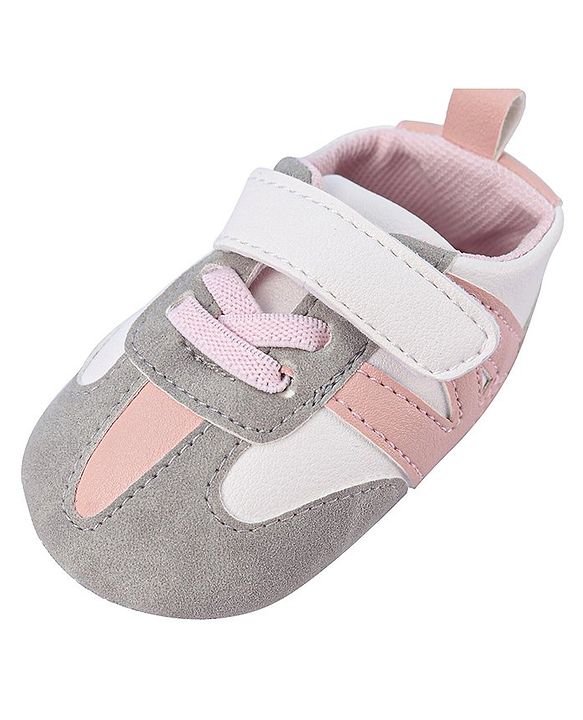 Cute Walk by Babyhug Booties with Velcro Closure - Blue & Grey