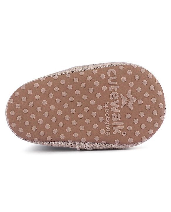 Cute Walk by Babyhug Checker Bear Applique Slip On Booties - Blue