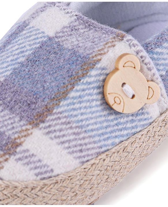 Cute Walk by Babyhug Checker Bear Applique Slip On Booties - Blue