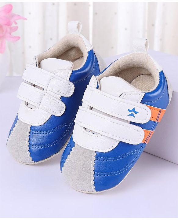 Cute Walk by Babyhug Colour Blocked Double Velcro Closure Booties - Blue