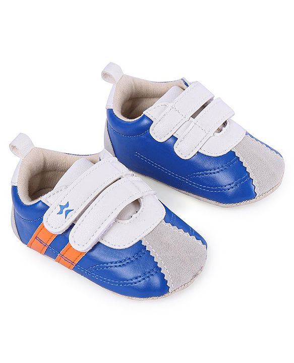 Cute Walk by Babyhug Colour Blocked Double Velcro Closure Booties - Blue