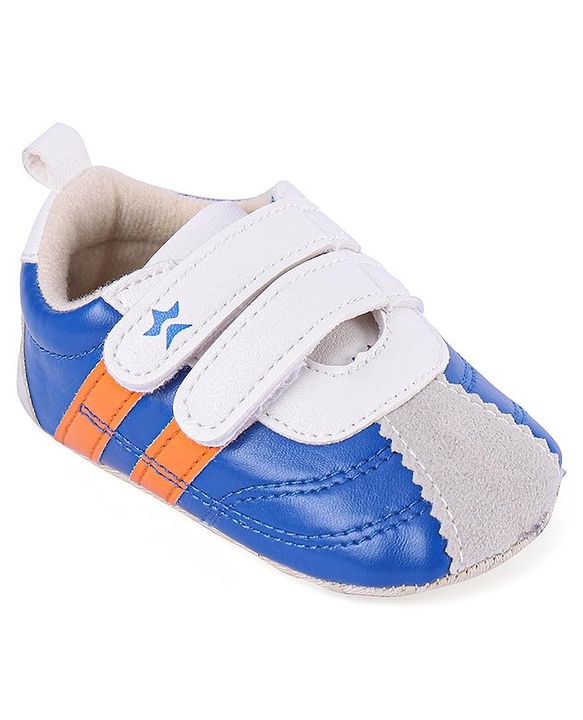 Cute Walk by Babyhug Colour Blocked Double Velcro Closure Booties - Blue
