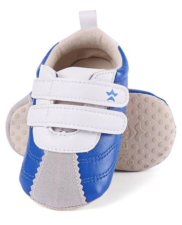 Cute Walk by Babyhug Colour Blocked Double Velcro Closure Booties - Blue