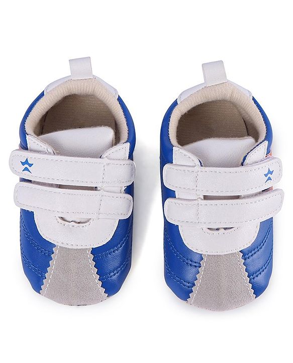 Cute Walk by Babyhug Colour Blocked Double Velcro Closure Booties - Blue