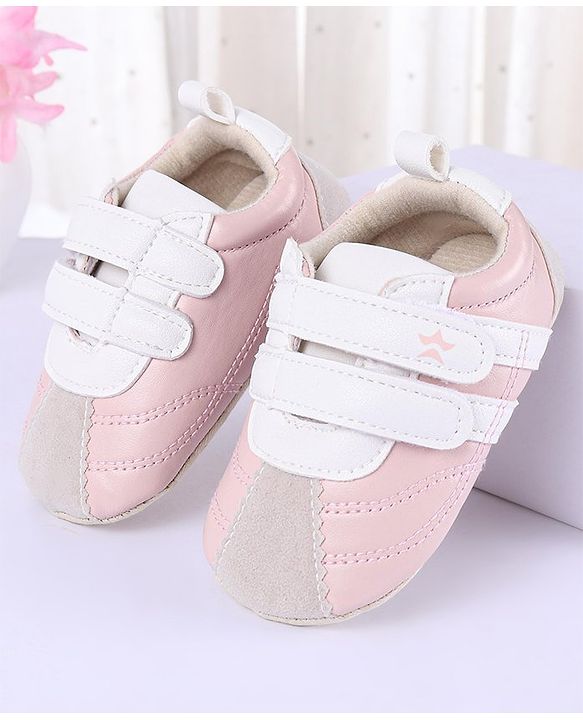 Cute Walk by Babyhug Colour Blocked Double Velcro Closure Booties - Blue
