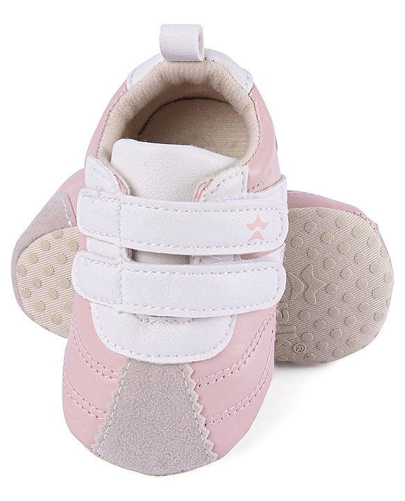 Cute Walk by Babyhug Colour Blocked Double Velcro Closure Booties - Blue