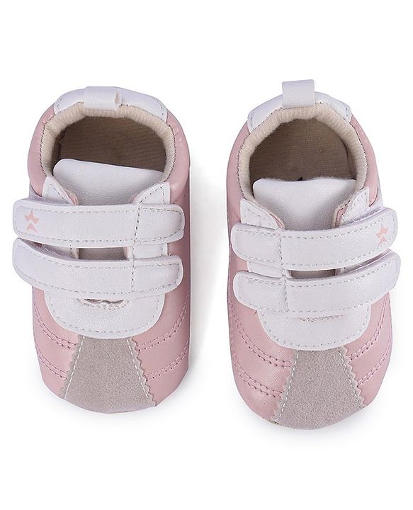 Cute Walk by Babyhug Colour Blocked Double Velcro Closure Booties - Blue