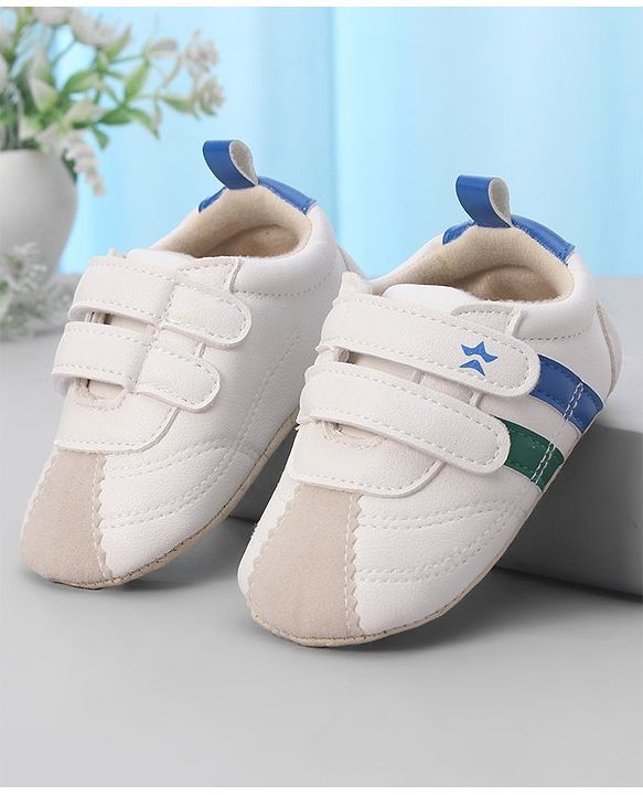 Cute Walk by Babyhug Colour Blocked Double Velcro Closure Booties - Blue