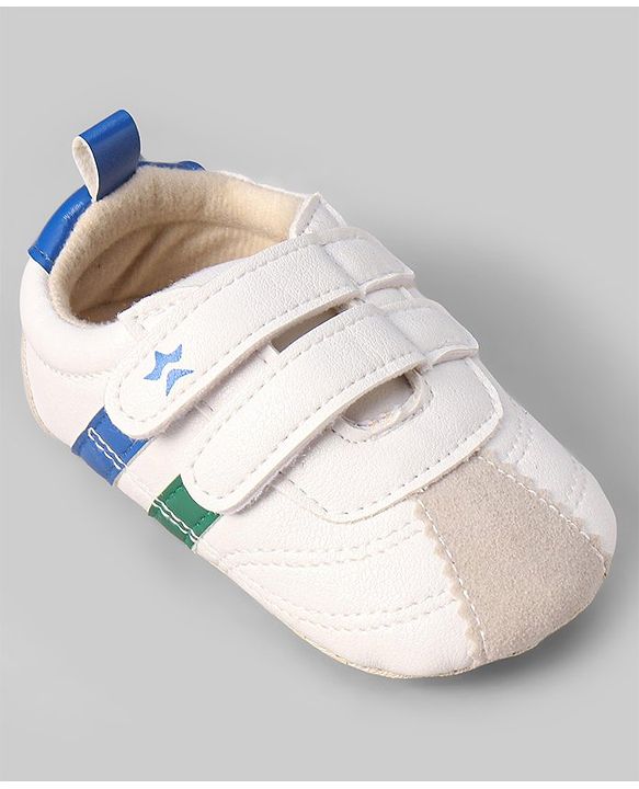 Cute Walk by Babyhug Colour Blocked Double Velcro Closure Booties - Blue