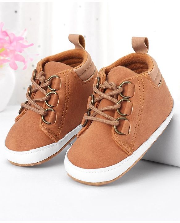 Cute Walk by Babyhug Lace Up Solid Booties - Brown