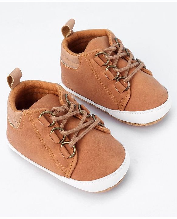 Cute Walk by Babyhug Lace Up Solid Booties - Brown