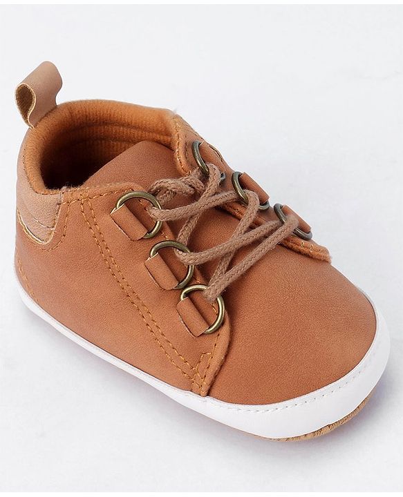 Cute Walk by Babyhug Lace Up Solid Booties - Brown
