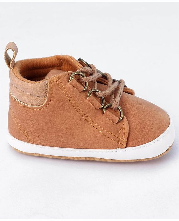 Cute Walk by Babyhug Lace Up Solid Booties - Brown