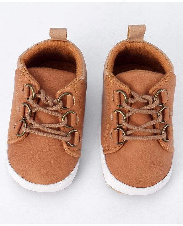 Cute Walk by Babyhug Lace Up Solid Booties - Brown