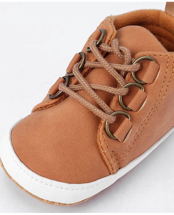 Cute Walk by Babyhug Lace Up Solid Booties - Brown