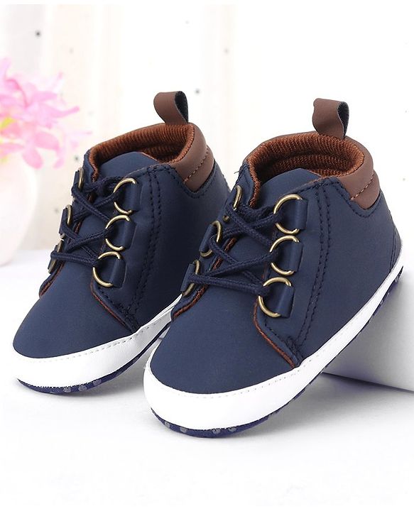 Cute Walk by Babyhug Lace Up Solid Booties - Dark Blue