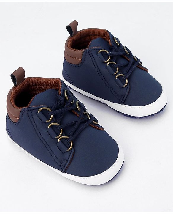 Cute Walk by Babyhug Lace Up Solid Booties - Dark Blue