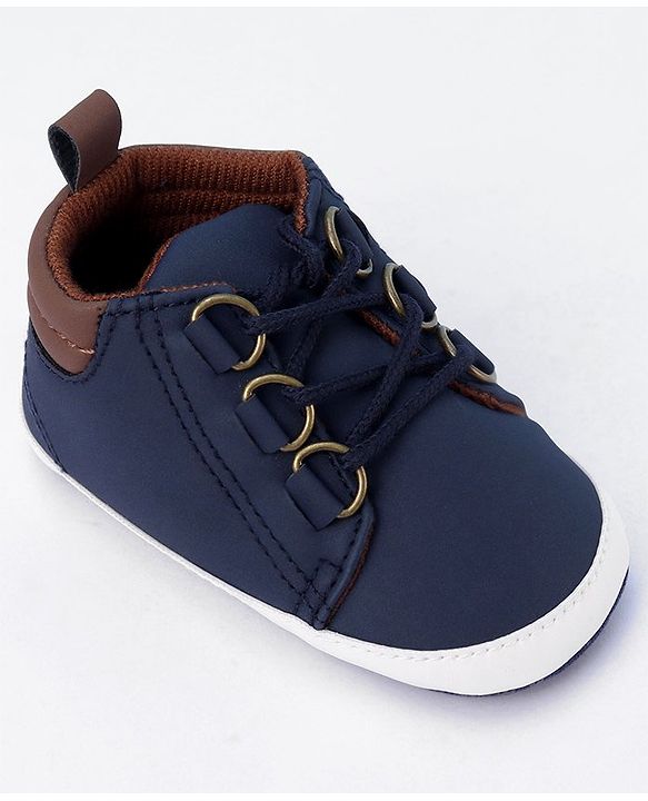 Cute Walk by Babyhug Lace Up Solid Booties - Dark Blue