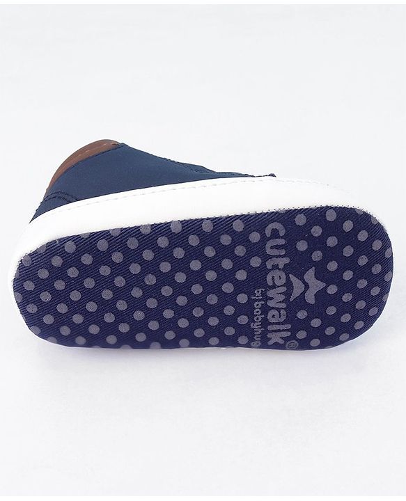 Cute Walk by Babyhug Lace Up Solid Booties - Dark Blue