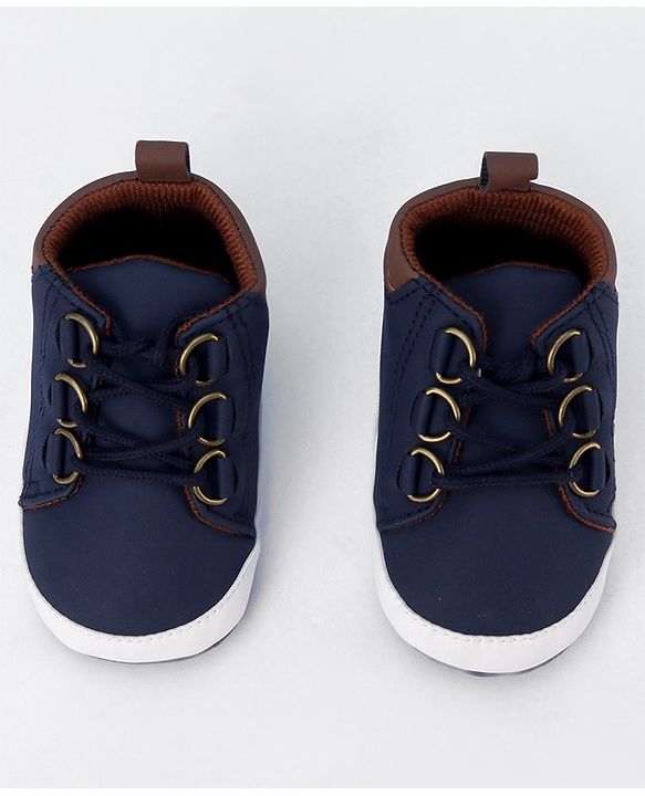 Cute Walk by Babyhug Lace Up Solid Booties - Dark Blue