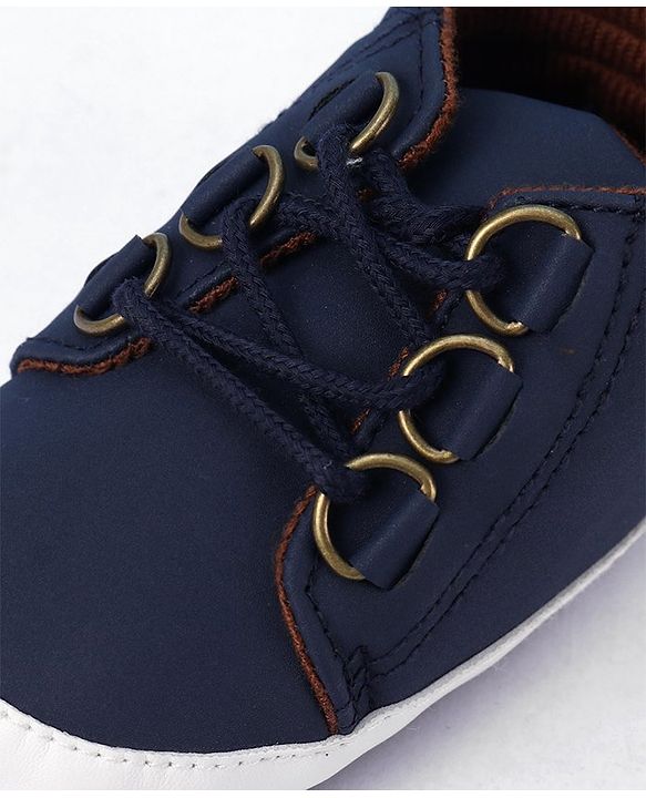 Cute Walk by Babyhug Lace Up Solid Booties - Dark Blue