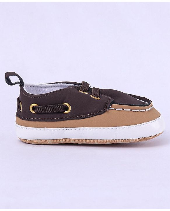 Cute Walk by Babyhug Slip On Booties with Lace Detailing - Coffee Brown