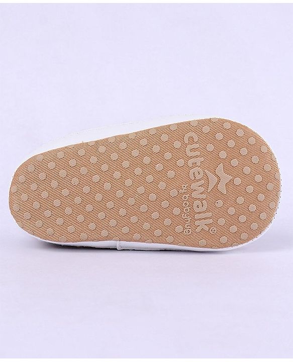 Cute Walk by Babyhug Slip On Booties with Lace Detailing - Coffee Brown