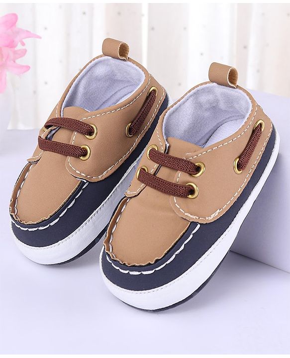Cute Walk by Babyhug Slip On Booties with Lace Detailing - Coffee Brown