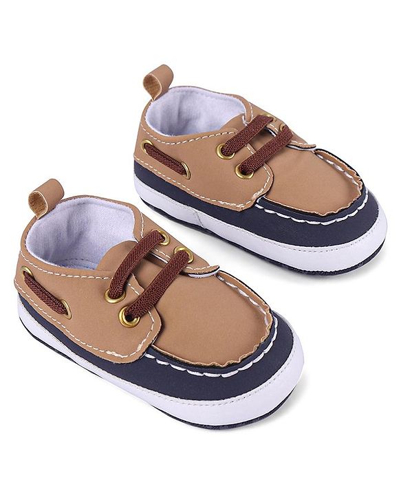 Cute Walk by Babyhug Slip On Booties with Lace Detailing - Coffee Brown