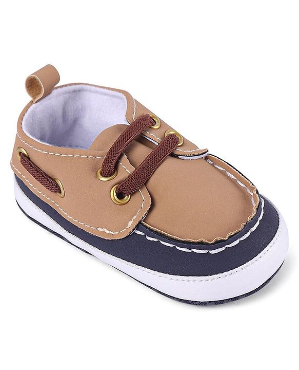 Cute Walk by Babyhug Slip On Booties with Lace Detailing - Coffee Brown