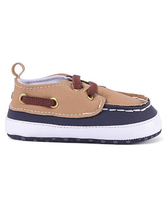 Cute Walk by Babyhug Slip On Booties with Lace Detailing - Coffee Brown