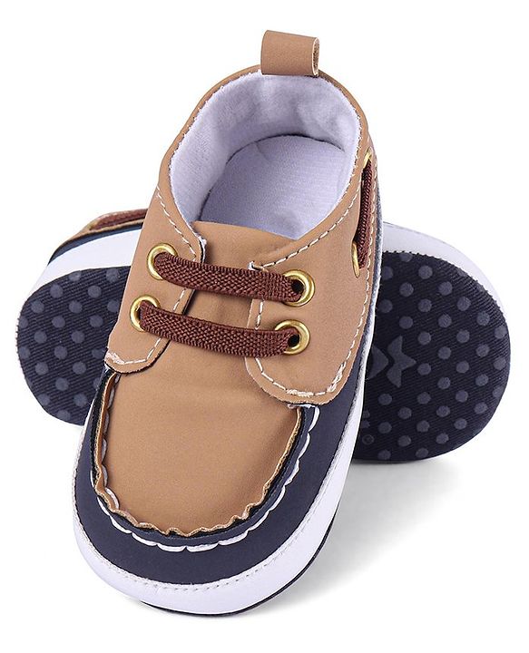 Cute Walk by Babyhug Slip On Booties with Lace Detailing - Coffee Brown