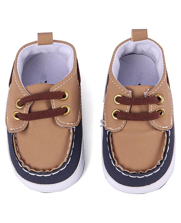 Cute Walk by Babyhug Slip On Booties with Lace Detailing - Coffee Brown