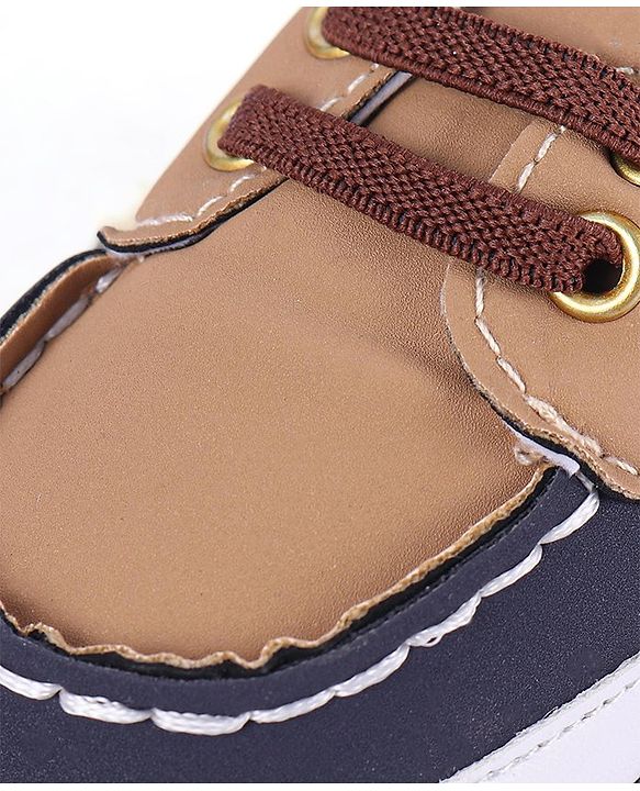 Cute Walk by Babyhug Slip On Booties with Lace Detailing - Coffee Brown