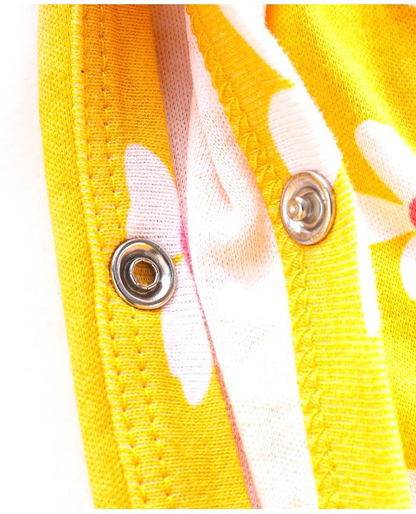 Babyhug Cotton Knit Full Sleeves Sleep Suit Floral & Deer Print Pack of 2 -Yellow & Pink