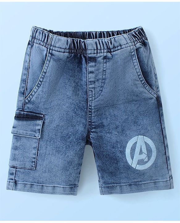 Babyhug Marvel Single Jersey Knit T-Shirt & Shorts Set With Avengers Graphic and Badge Detailing - Multicolour