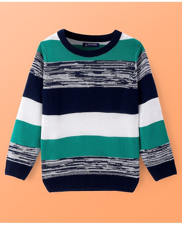 Pine Kids Knitted Full Sleeves Pullover With Stripes -Multicolor